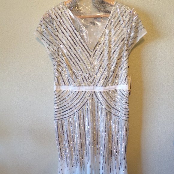 Adrianna Papell Cap-Sleeve Beaded Sequin Gown - Picture 5 of 6